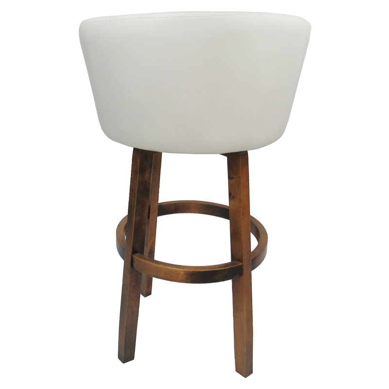 Aghilas Swivel Upholstered Counter Stool with Solid Wood Frame, Bar Stool (30” Seat Height), Snow White