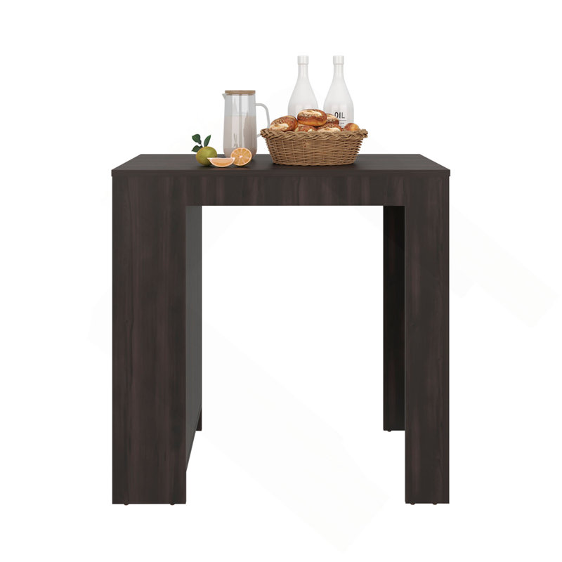 Kitchen Island, Kitchen Bar Table with 3-Side Shelves, Dark Walnut