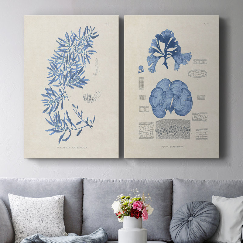 Algues bleu marine III - Toile tendue avec châssis de qualité supérieure - Prêt à être accroché