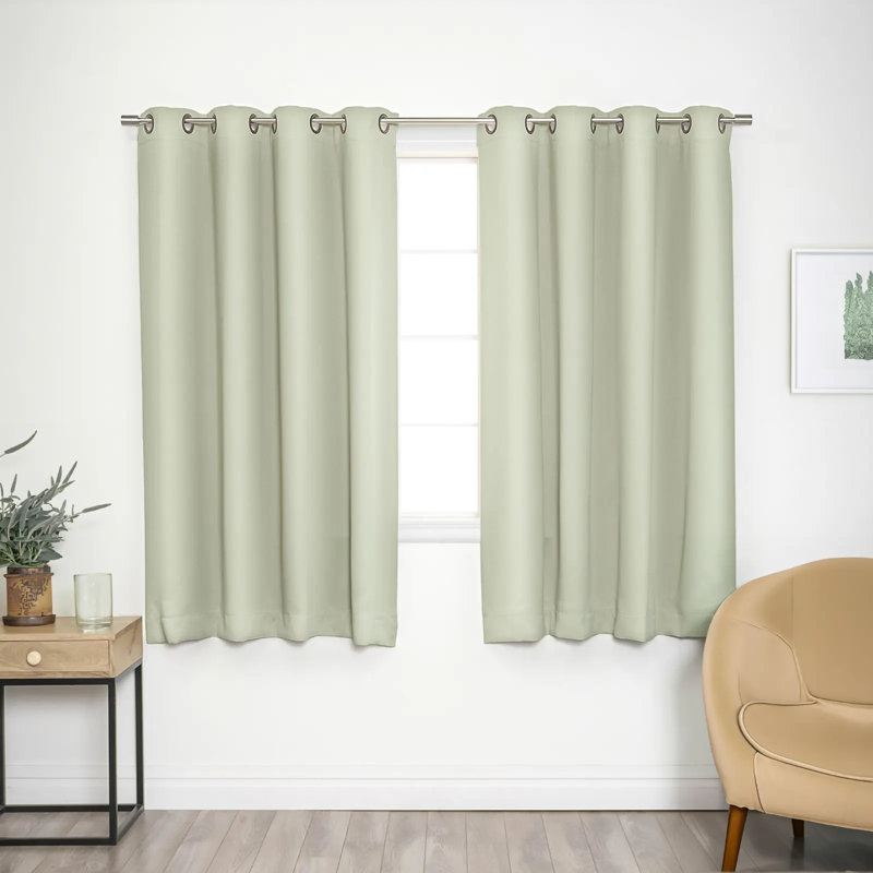 Adina Sevan Solid Thermal Grommet Curtain Panels, Gin, 52" W x 63" L