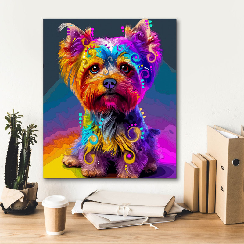 «The Soph sophistiqué Yorkie» par Dean Russo, art mural sur toile, H 24 po x l 20 po x P 0,75 po
