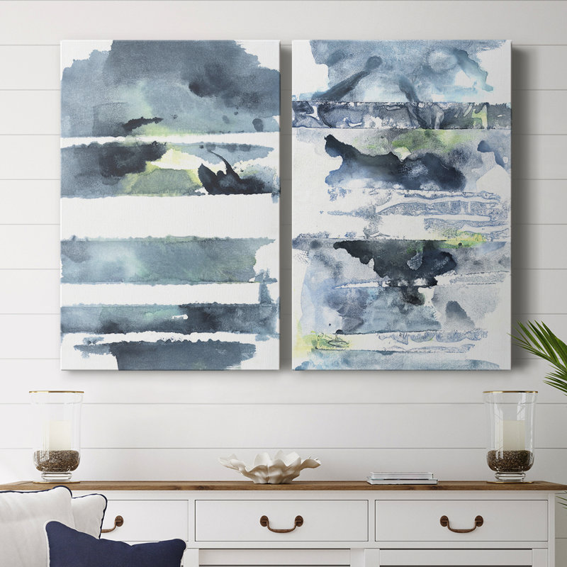 Toile tendue avec châssis «Blue Memories» - Prêt à accrocher, H 60 po x l 80 po