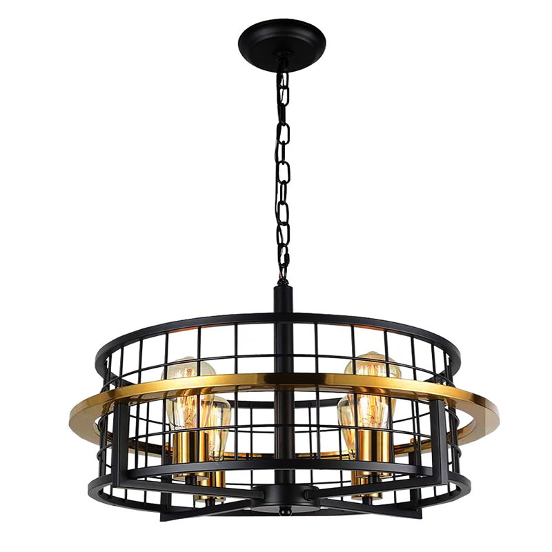 Lustre noir industriel 4 lumières Farmhouse