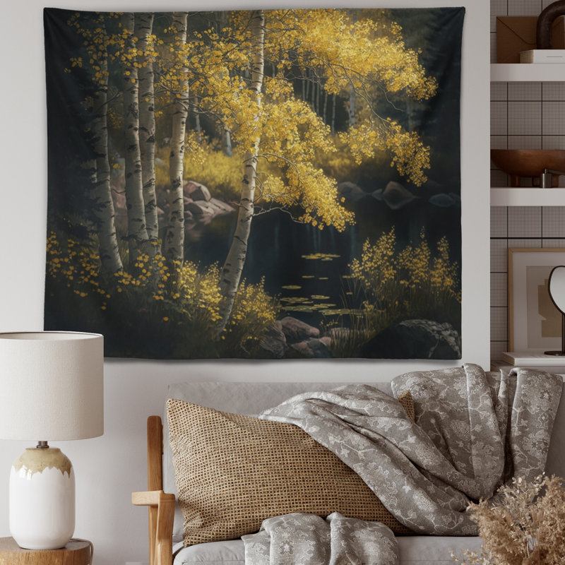 Tapisserie en polyester avec boules de polyester, H 32 po x l 39 po