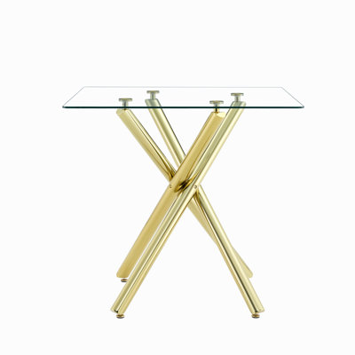 Table de bar moderne en métal avec plateau en verre trempé, table de pub robuste à pieds croisés pour bar à la maison, îlot de cuisine, salon