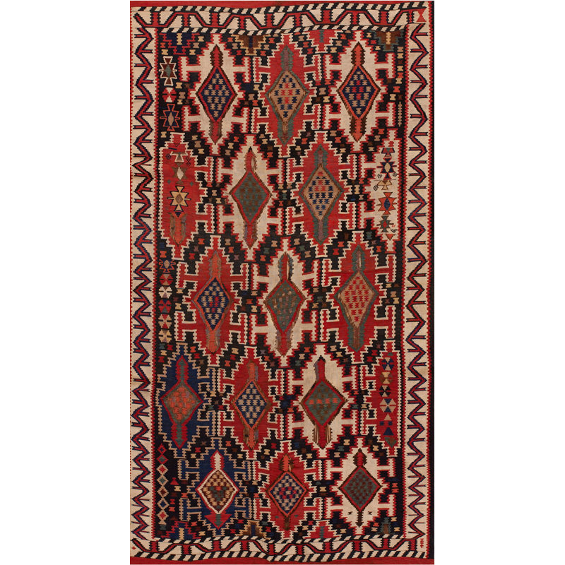 Flatweave Wool Geometric Area Rug