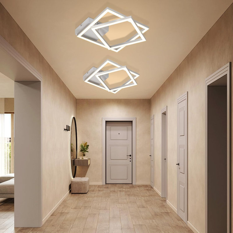 LED Semi Flush Mount, Silver, 3000 Kelvins, 6.7cm H x 34.5cm W x 34.5cm D