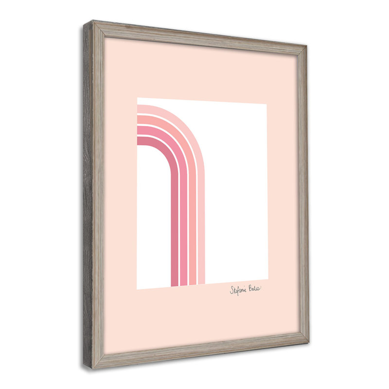 Pink Flamingo Print by Stefanie Bales, Framed Matted Print, Gray, 24" H x 16" W x 1.125" D