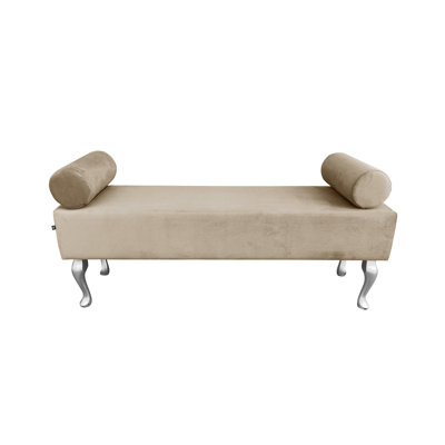 Velvet and Polyester Upholstered Bench