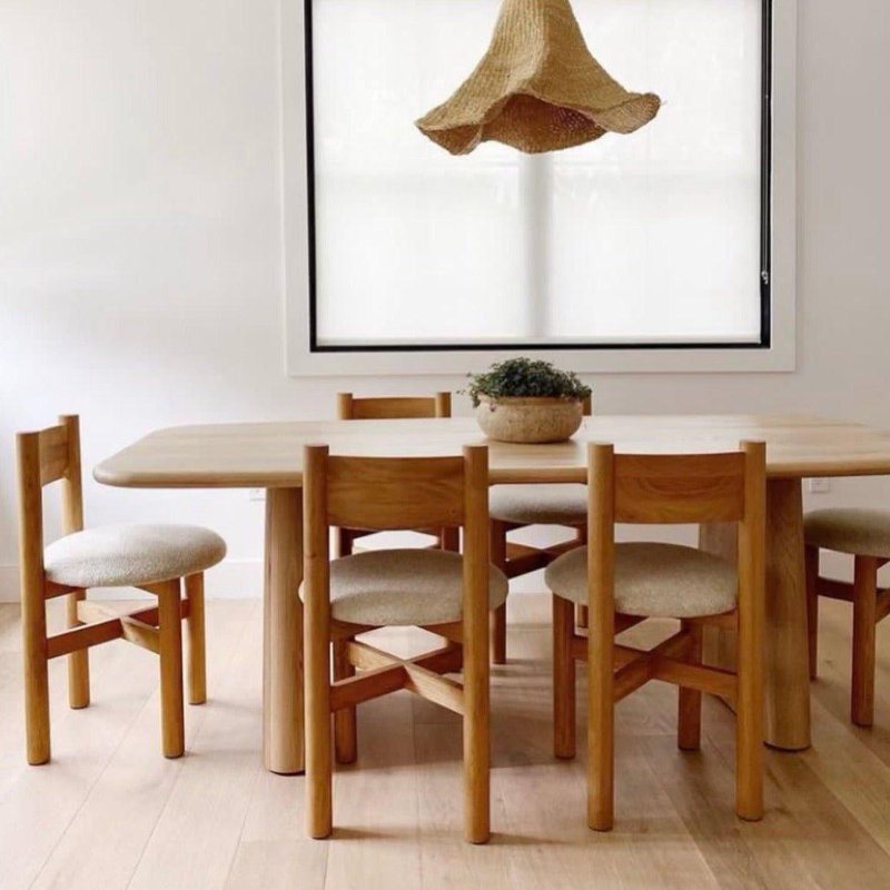 Teddy Dining Chair, Fabric White, White Oak