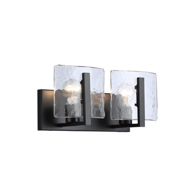Hogans PW 2 Light Bath Vanity with Hammered Water Glass Shade