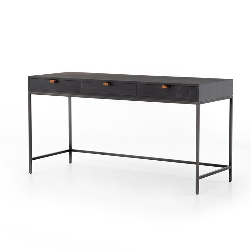 Trey Solid Wood Executive Desk, Black Wash Poplar