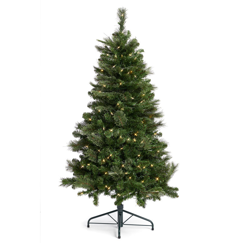 Rotating Tree Stand Base with Cascade Quick Set 5-Ft Pre-Lit Tree, Gray
