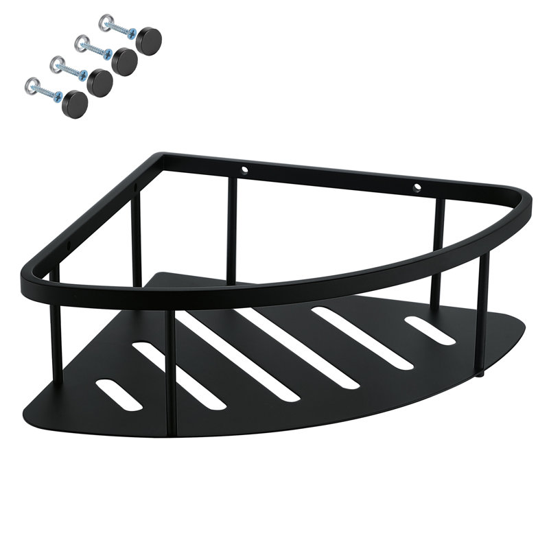 Wall Mounted Shower Caddy Corner Storage Shelf Triangular Shower Basket, Matte Black