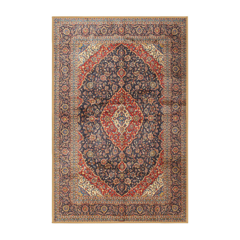 Tapis traditionnel mehroon/noir/bleu, Rectangle 5 pi x 7 pi