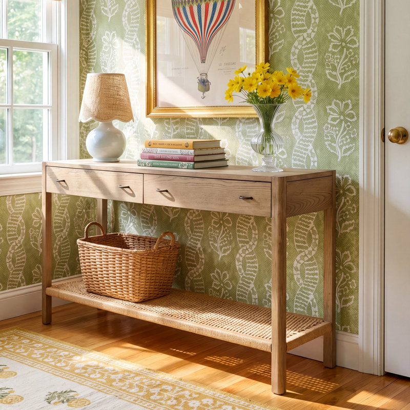Console en bois massif 55 po Deirdre, Bois naturel