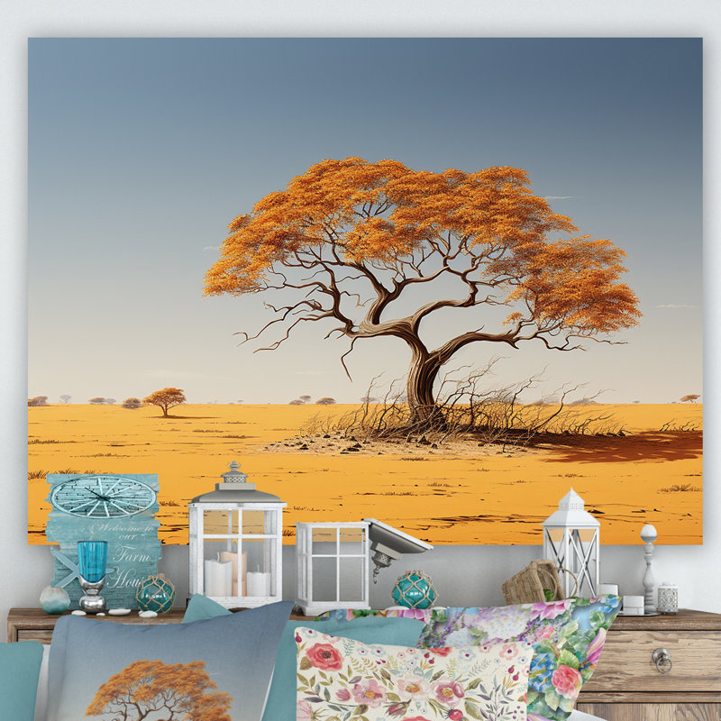 Arbre africain Tonnelle III sur toile, Toile tendue, H 34 po x l 44 po x P 1,5 po