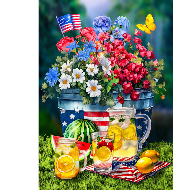 Drapeau américain du jardin de la limonade
