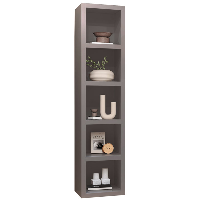 91-in Tall Wooden Bookcase Shelf, Gray, (5 Shelves) 84"H x 18"W x 20"D