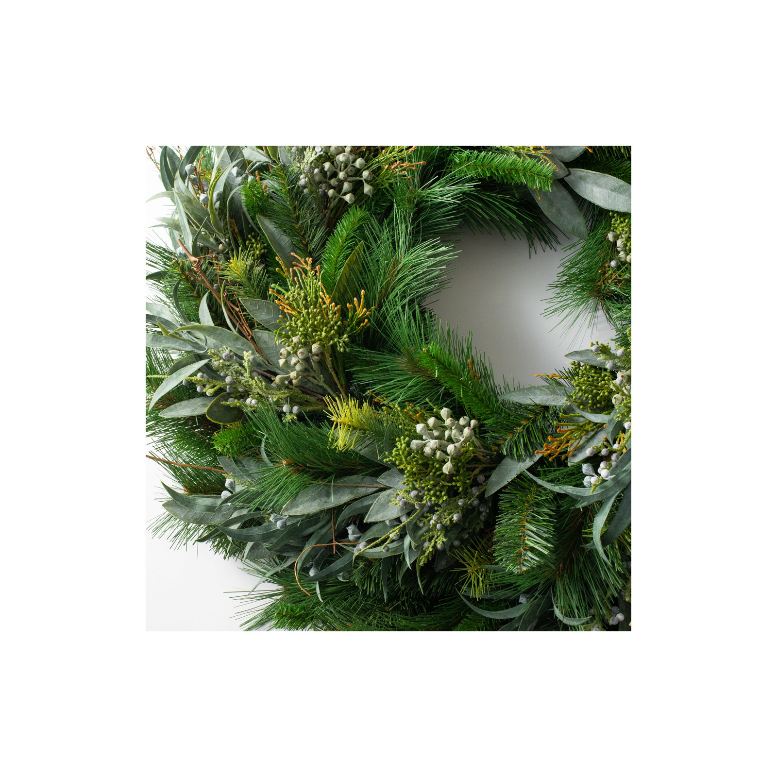 Faux Eucalyptus Silk Wreath, 24" H x 24" W x 6" D