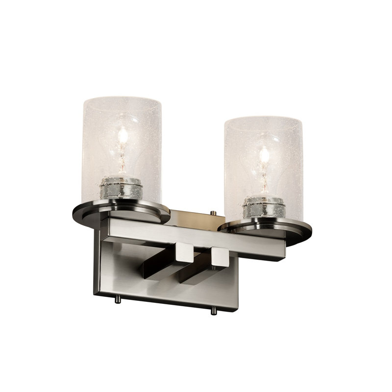 Éclairage pour meuble-lavabo 2 lumières Aimur, Noir mat, Verre blanc opalin