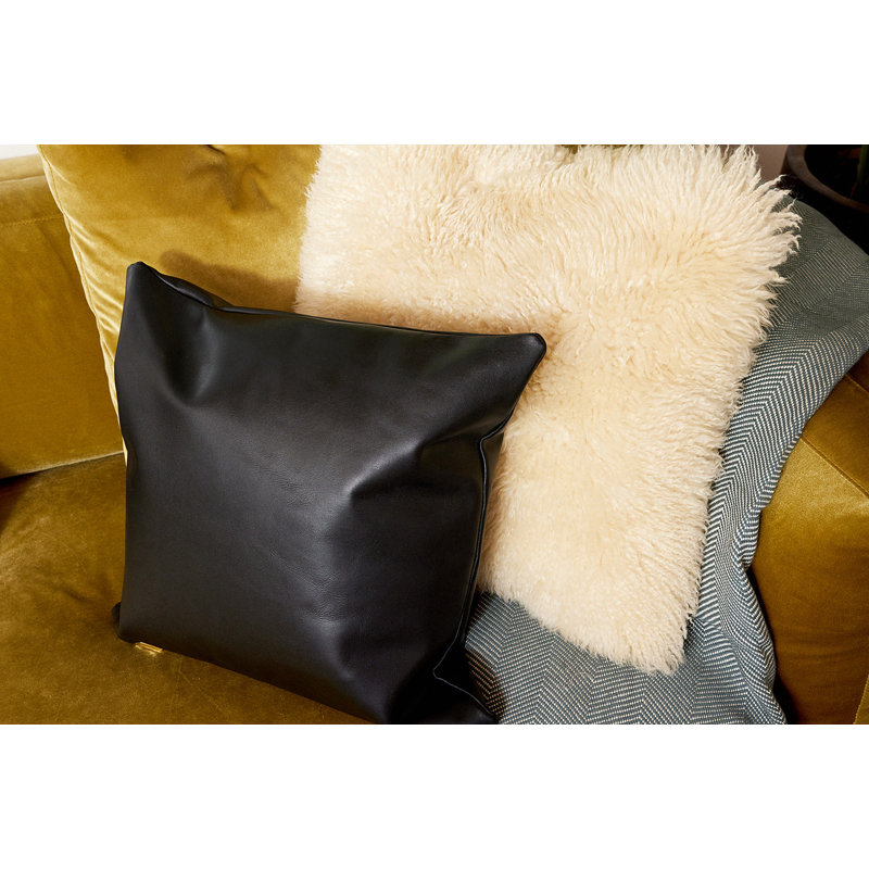 Housse de coussin en cuir Aden, Noir