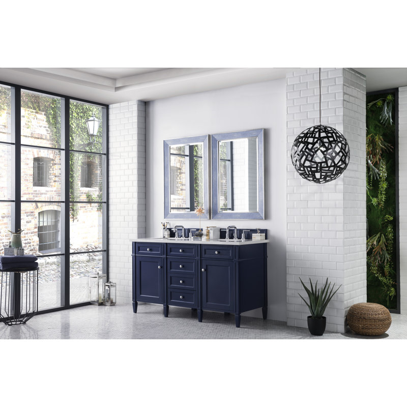 Brittany 60'' W Double Vanity, Victory Blue, Eternal Jasmine Pearl
