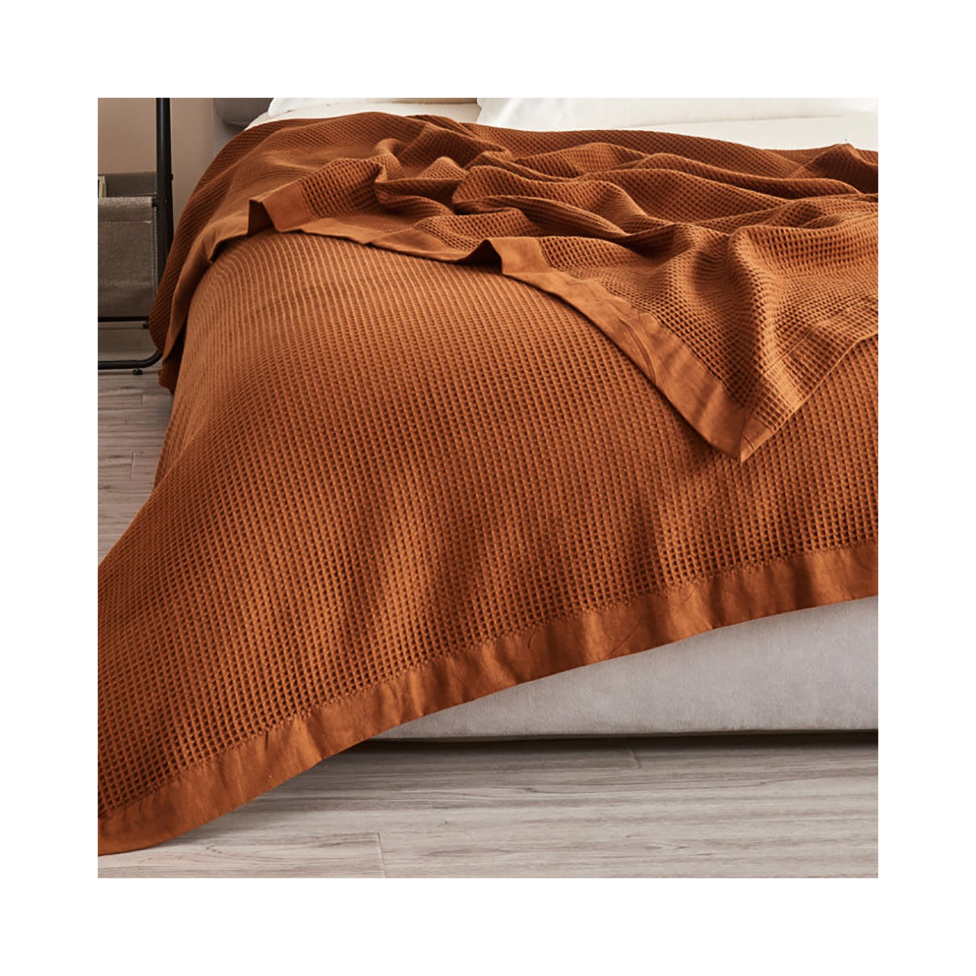 100% Cotton Lightweight Waffle Weave Summer Blanket, King, Terracotta
