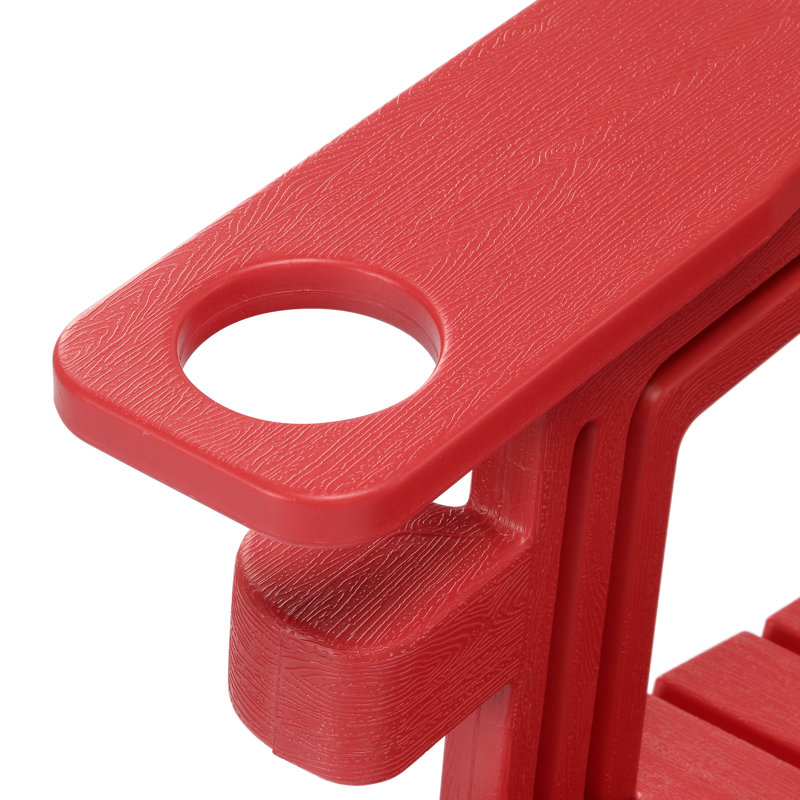 Outdoor Poly Adirondack Chair With Cup Holder (Set Of 2), Red