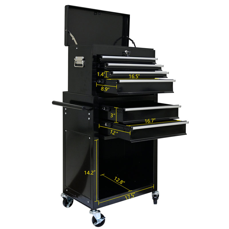 Armoire 6 outils avec serrure et roues magnétiques - Noir pliable