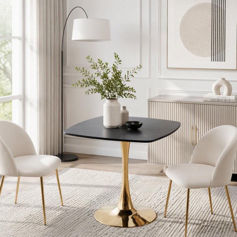 Table tulipe 31,5 pouces, Or + noir mat