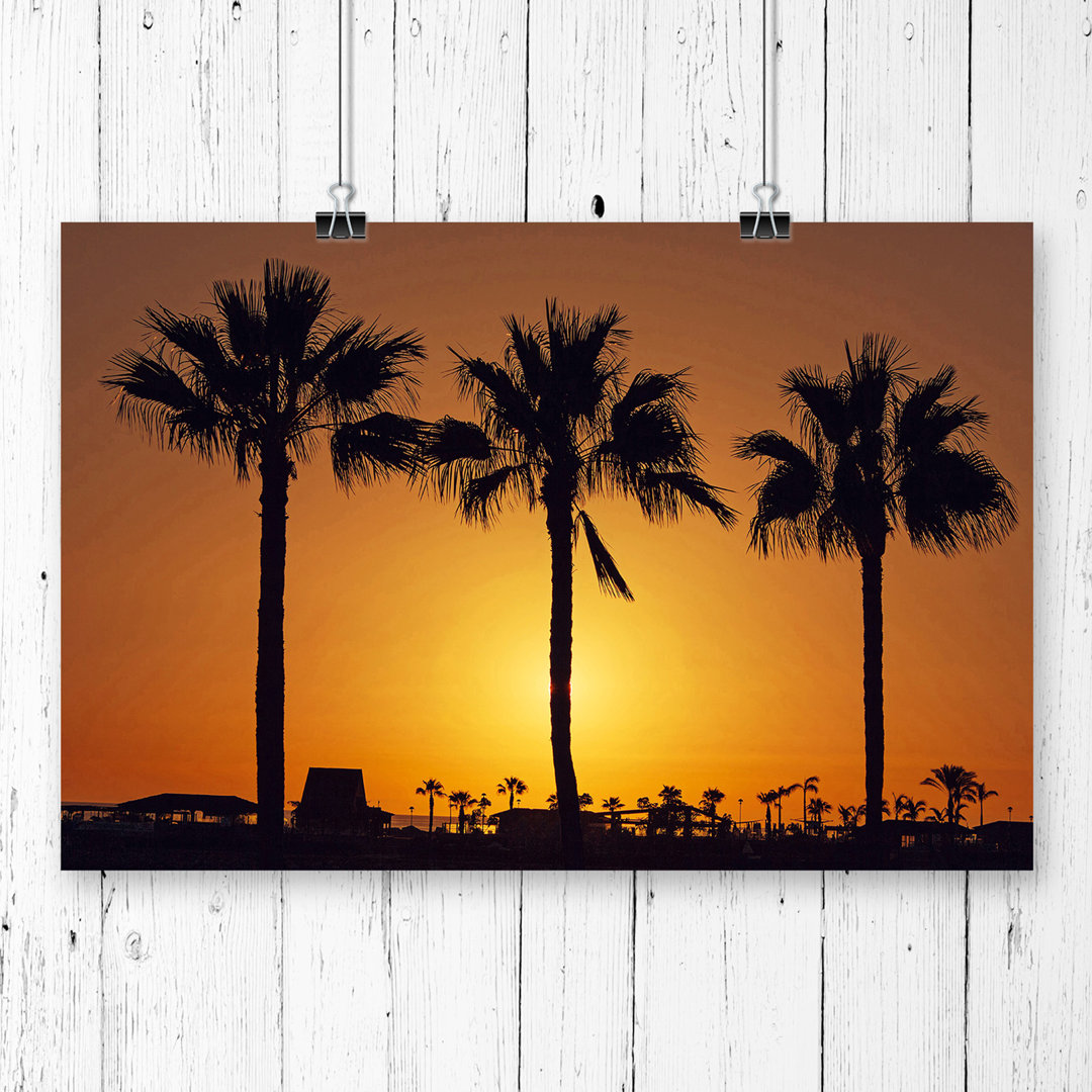 Landscape Sunset Palm Trees - Frameless Print
