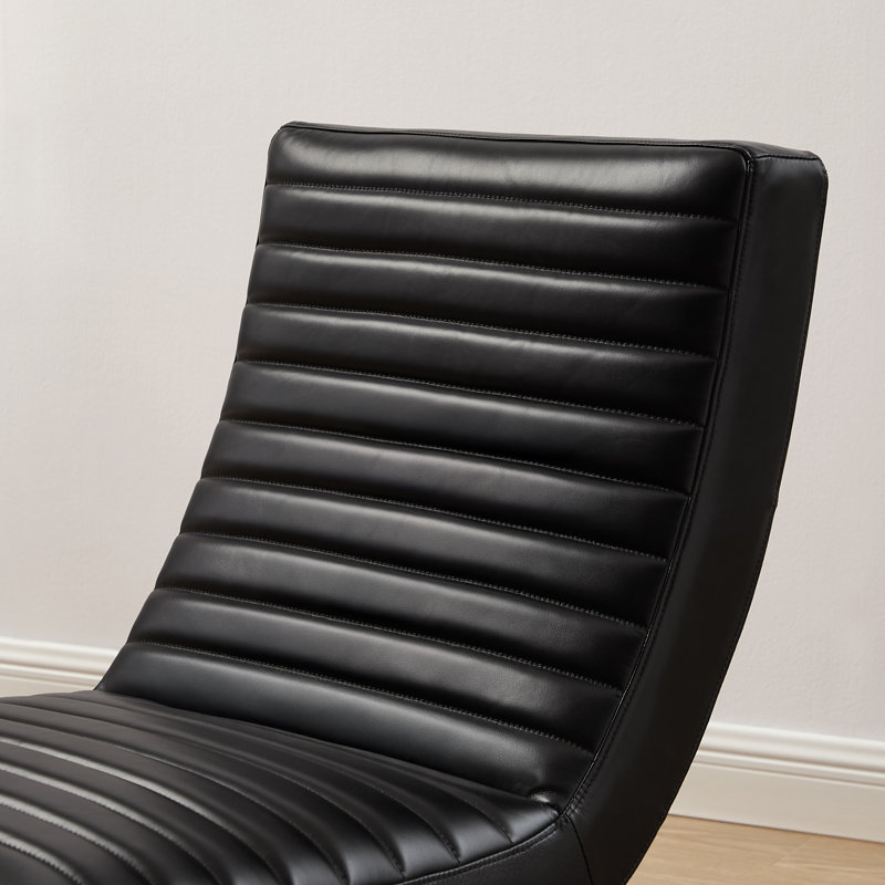 Méridienne d'appoint rembourrée en cuir véritable avec structure en acier inoxydable de 26,38 po Magdala