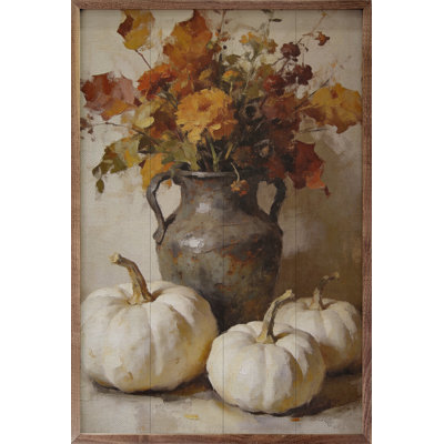 Autumn Floral And White Pumpkin Arrangement