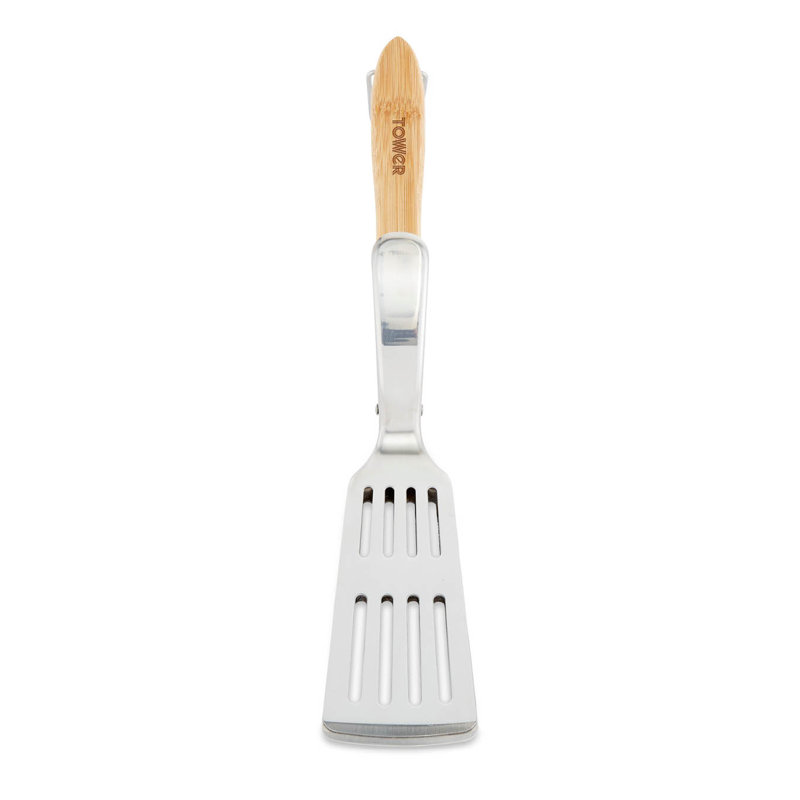 Tower BBQ Multi-Functional Spatula/ Tongs with Wooden Handle, Stainless Steel