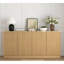 Buffet avec rangement, armoire-buffet de 62,60 po avec 4 portes et tablettes, rangement pour crédence en bois et café pour le salon, couloir naturel