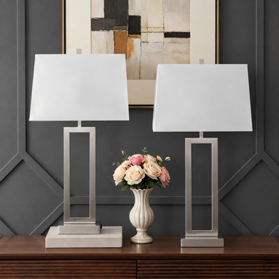 Ensemble de lampes de table en métal de 28,5 po avec port USB, ports de type C et prise de courant Samarah