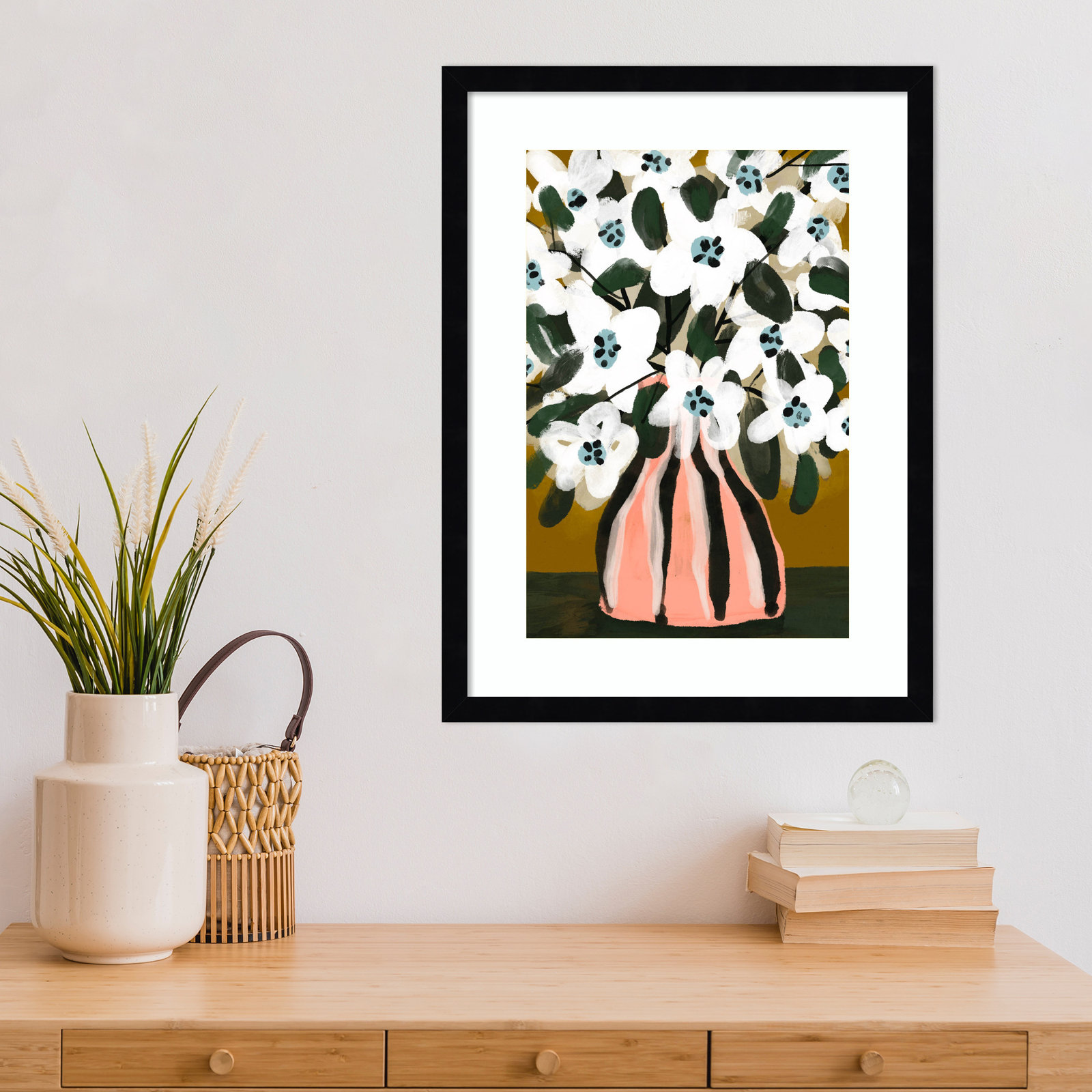 Galya "Pastel Flower Impression No. 9" Print, 21" H x 16" W, Black