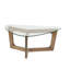 Table basse 28 po en bois de pacanier avec verre moderne de 42 po de largeur