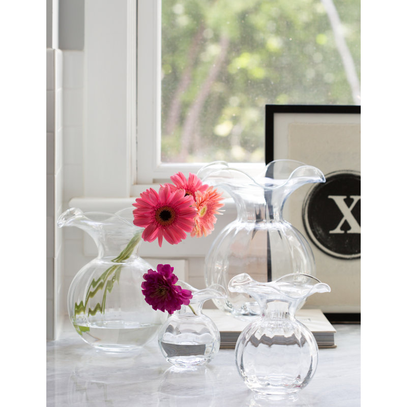 Hibiscus Glass Vase, Clear, Overall height- 12''