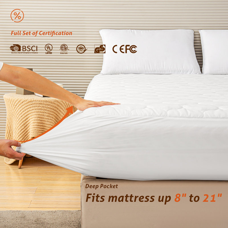 Protège-matelas électrique chauffant Lindy, Grand, Blanc