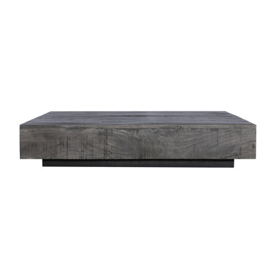 Charcoal Finish Solid Wood Low Profile Rough Coffee Table