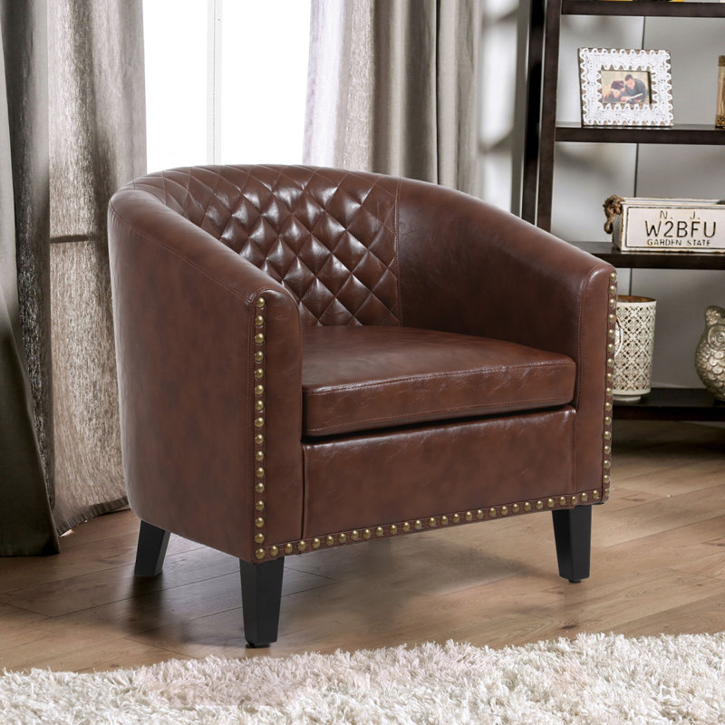 Chaise d'appoint moderne avec têtes de clou et pieds en bois massif