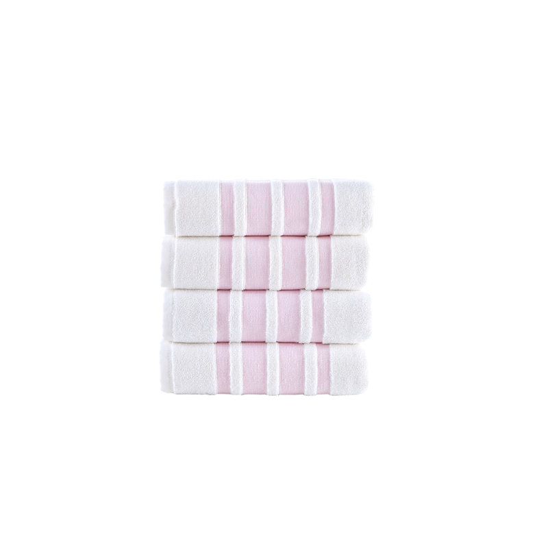 Bordure contrastante Brooks Brothers, Rose, Essuie-mains ‑ emballage de quatre