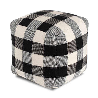 Guinda 20" Wide Square Checkered Pouf Ottoman