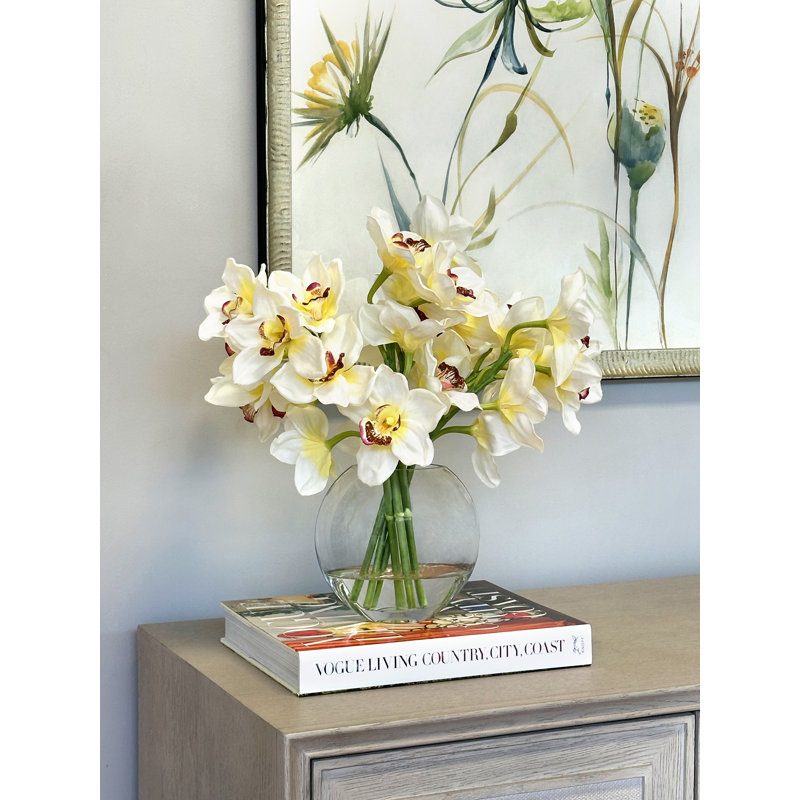 Orchid Arrangement in Mirrored Glass Vase
