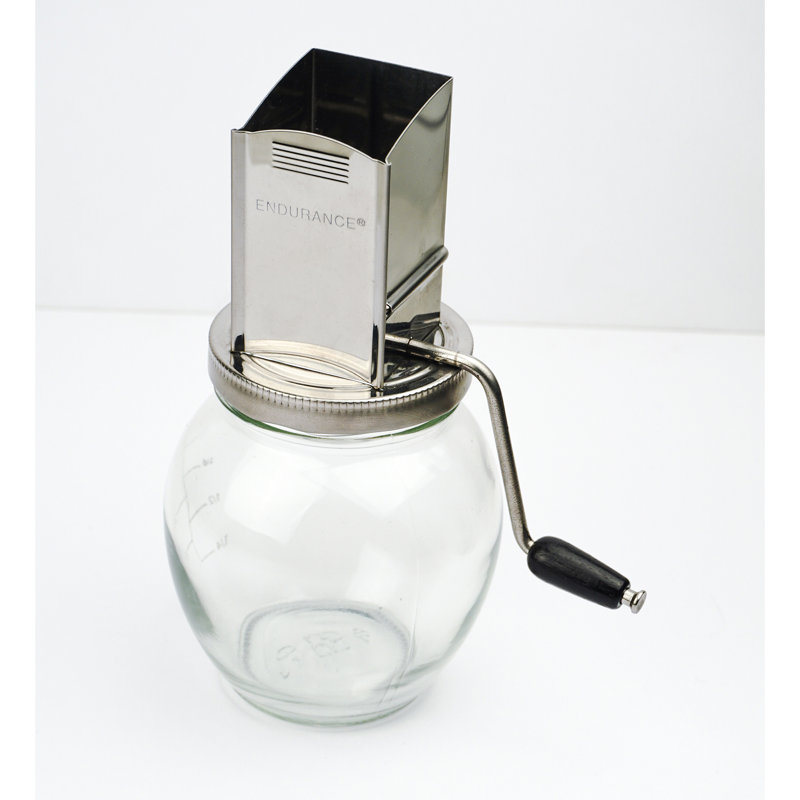 Vintage Stainless Steel and Glass Hand Crank Nut Grinder
