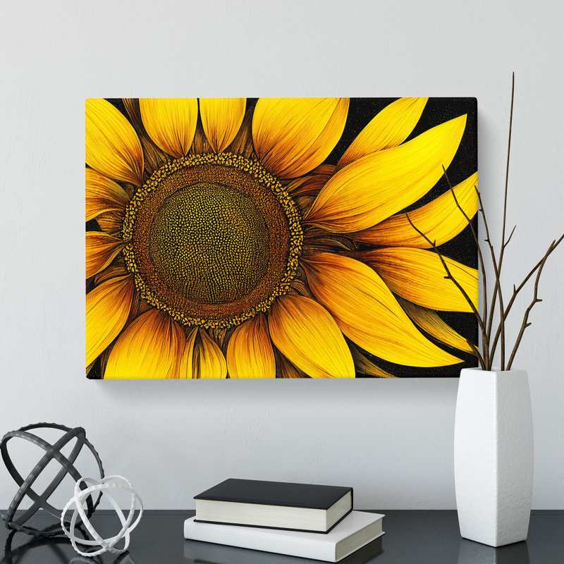 Endearing Sunflower - Wrapped Canvas Print, 35cm H x 50cm W x 3cm D