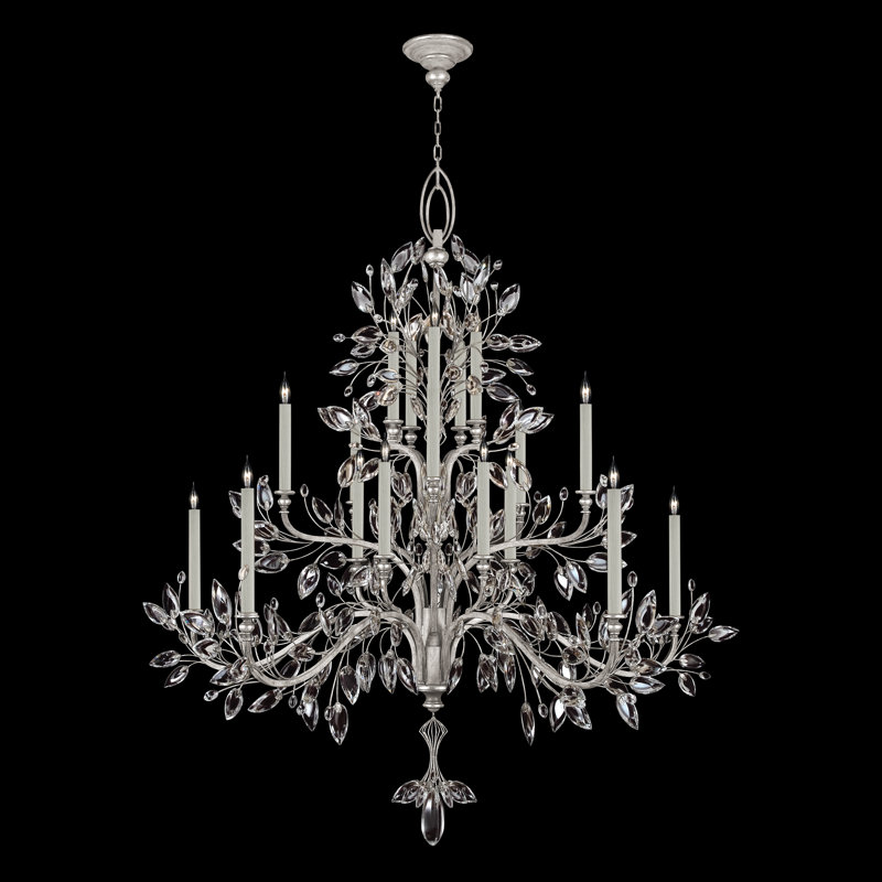 Lustre rond en cristal 75 po Laurel, Argent