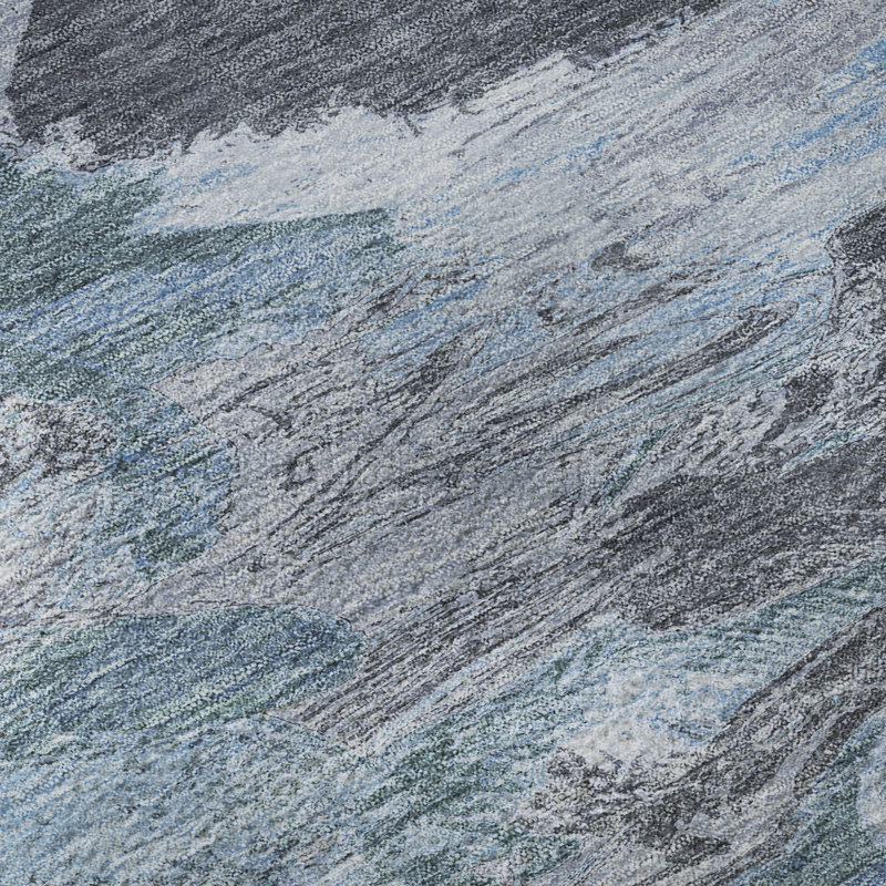 Tapis abstrait lavable à la machine de qualité supérieure Kumbhar AMF1344, Rectangle 9 pi x 12 pi